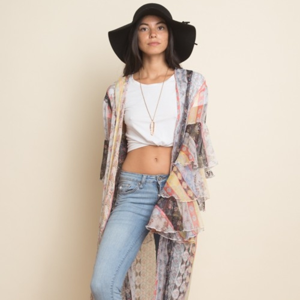 NWT- Women's Multi-Print Belted Duster